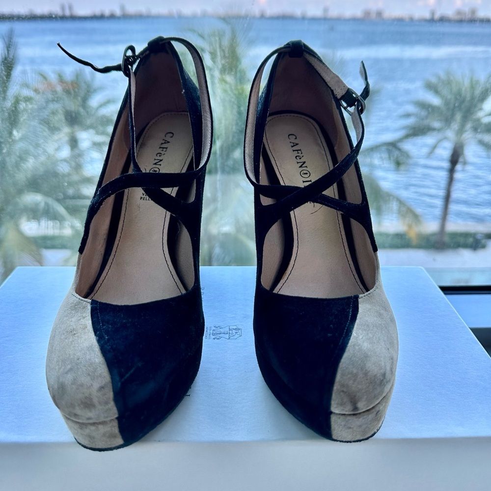 CAFèNOIR black & gray pumps